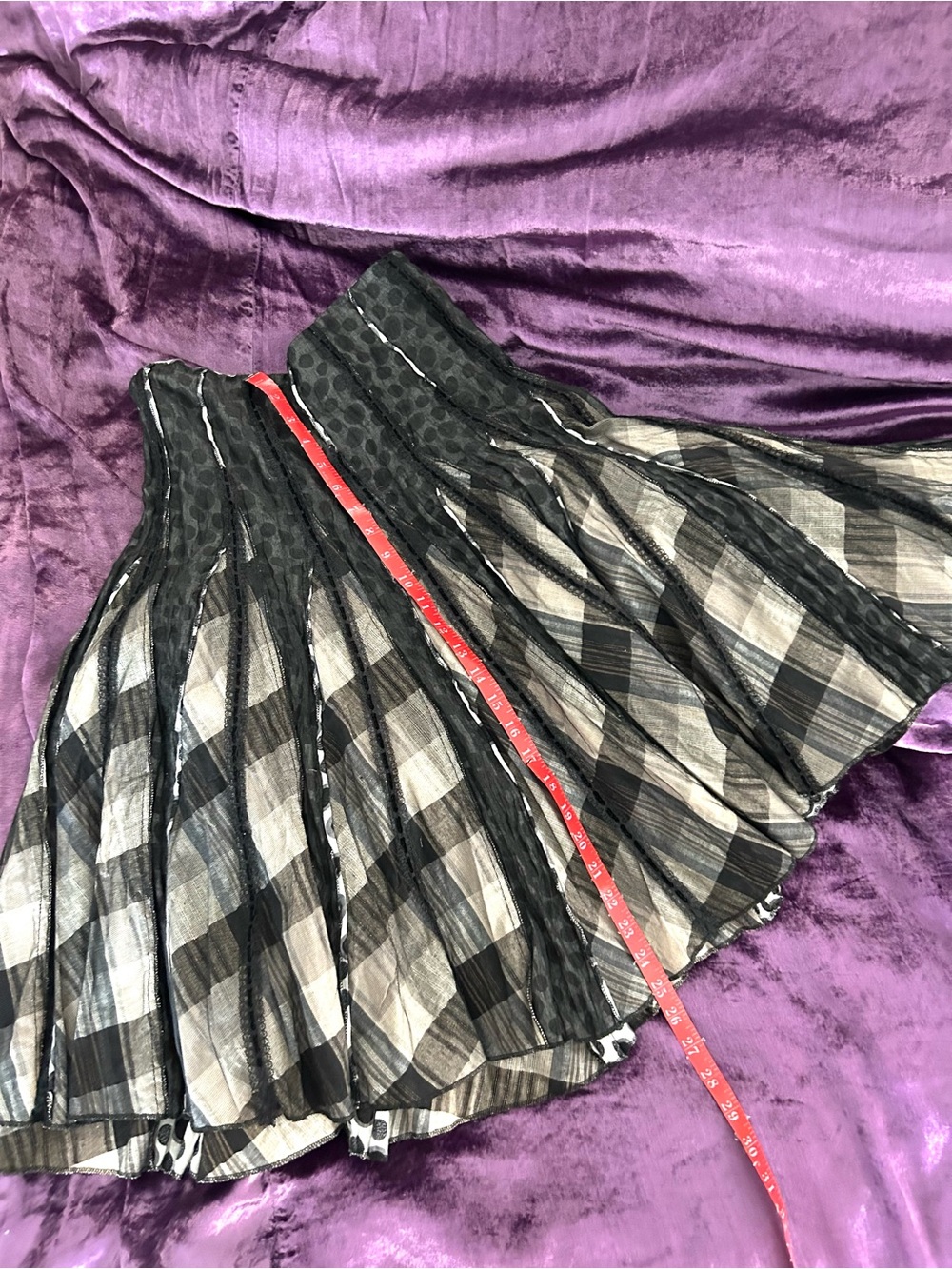 Hazel Black and White Plaid /Swing Pleated Circle Skirt - Picture 6 of 13